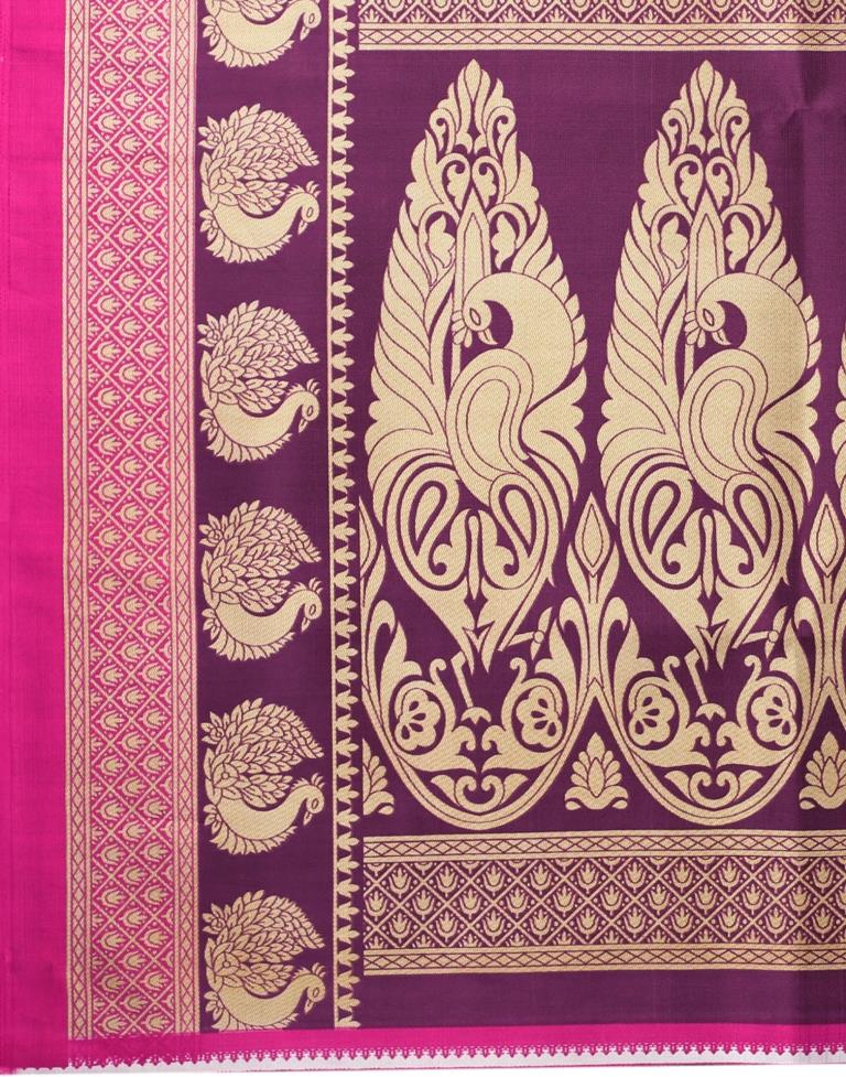 Hot Pink Printed Silk Saree | 2051S186