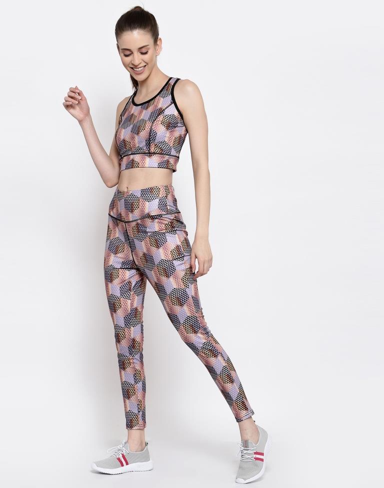 Lavender Coloured Printed Lycra Sportswear | SLV205TK3024