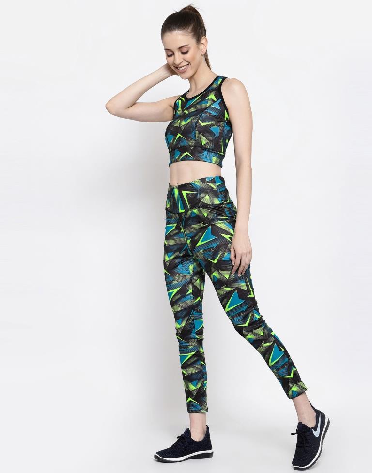 Black Coloured Printed Lycra Sportswear | SLV205TK3031