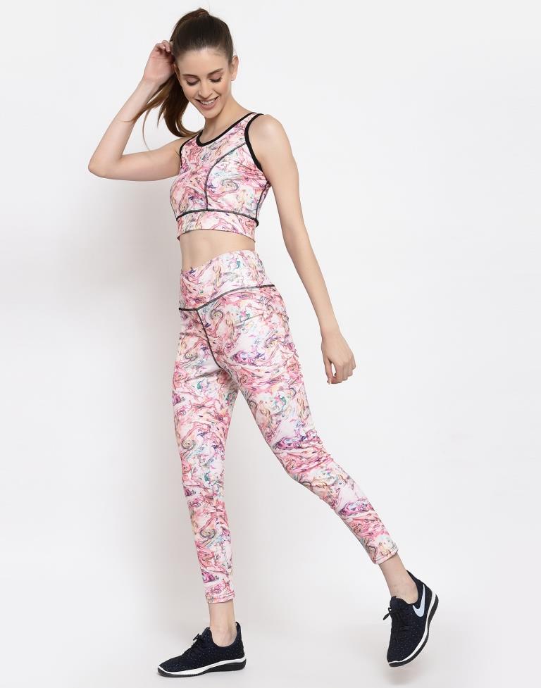 Multicolored Coloured Printed Lycra Sportswear | SLV205TK3032