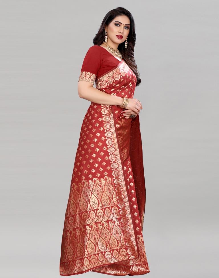 Voguish Red Banarasi Saree | 2067S109