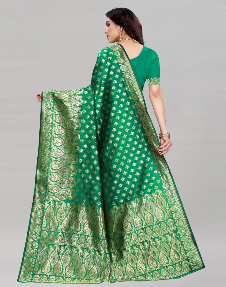 Attractive Green Banarasi Saree | 2067S110