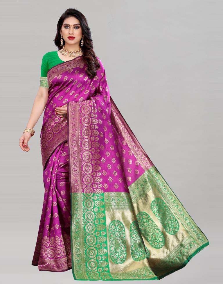 Sensuous Purple Banarasi Saree | 2072S166