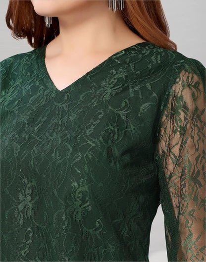 Green coloured Dyed Net Top | SLV209TK3032