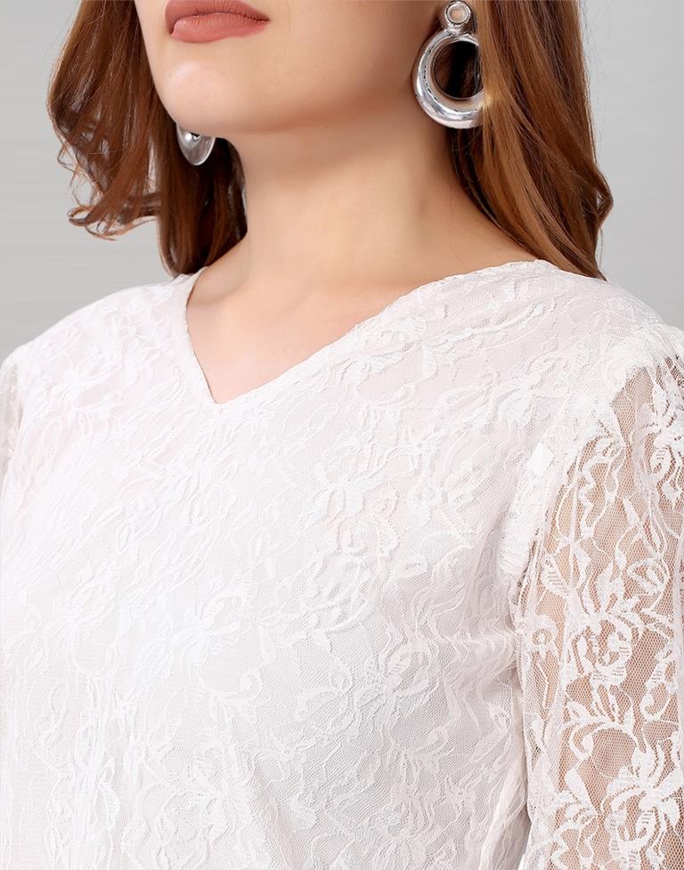 White coloured Dyed Net Top | SLV209TK3035