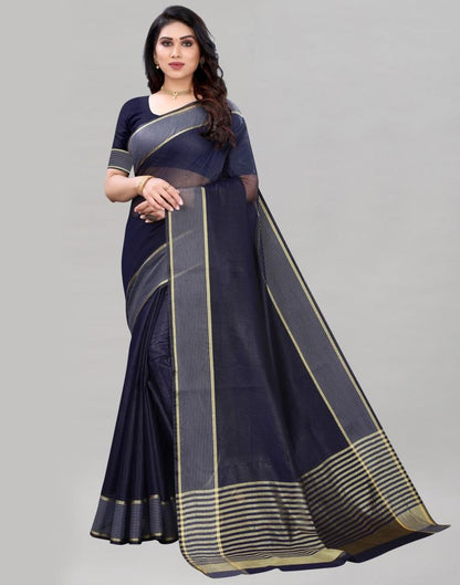 Navy Blue Cotton Saree | 2104S1015