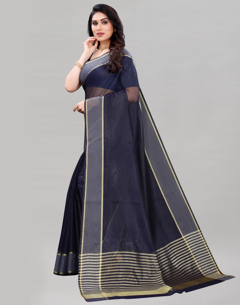 Navy Blue Cotton Saree | 2104S1015