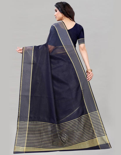 Navy Blue Cotton Saree | 2104S1015