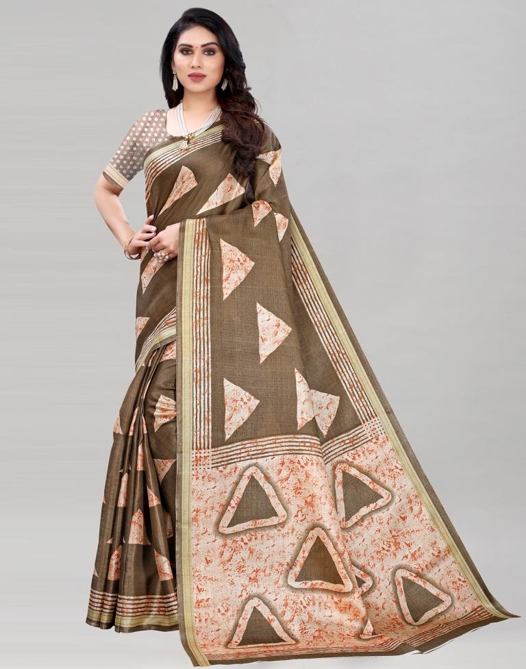 Khakhi Brown Khadi Silk Saree | 2106S214