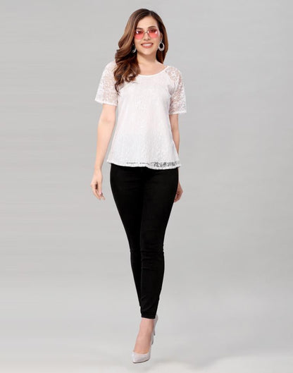 White coloured Dyed Net Top | SLV210TK3045