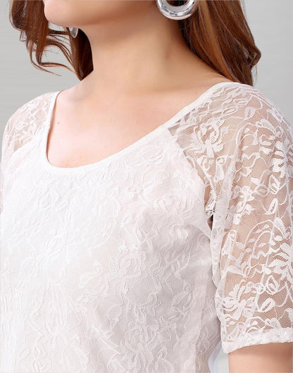 White coloured Dyed Net Top | SLV210TK3045