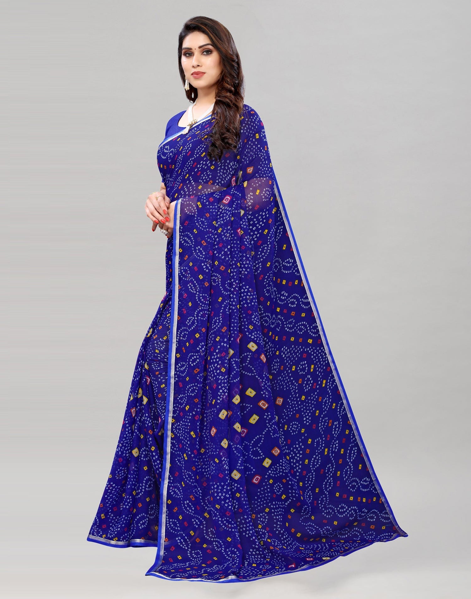 Blue Bandhani Printed Saree | 2115S377