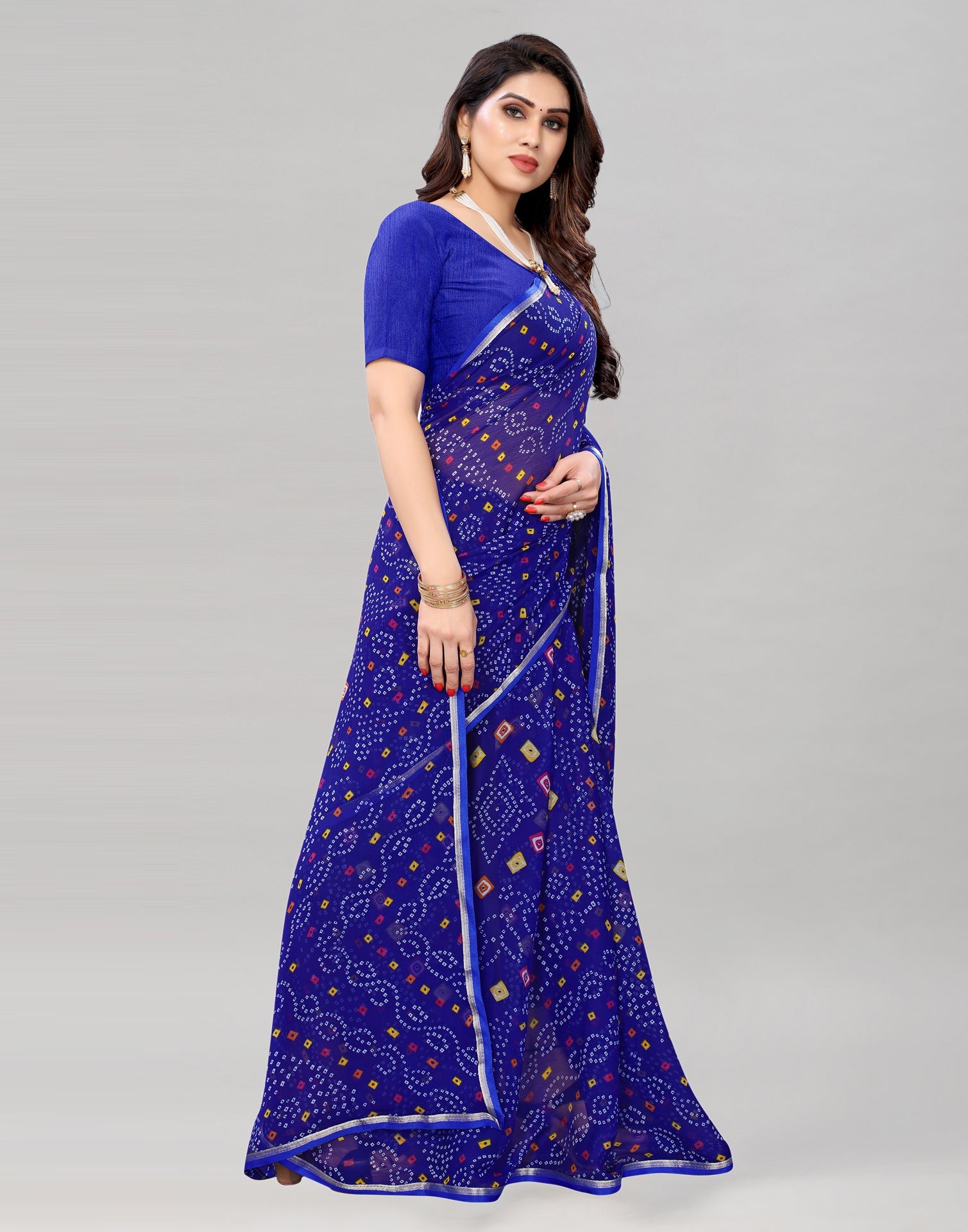 Blue Bandhani Printed Saree | 2115S377