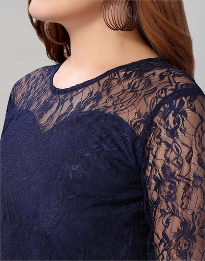 Blue Net Bell Sleeves top