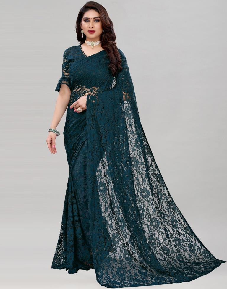 Dark Blue Color Georgette Designer Party Wear Fancy Saree Blouse -  3107144545