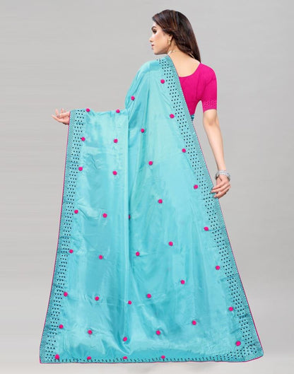 Light Blue Coloured Embellished Silk Saree | SLV2155S105