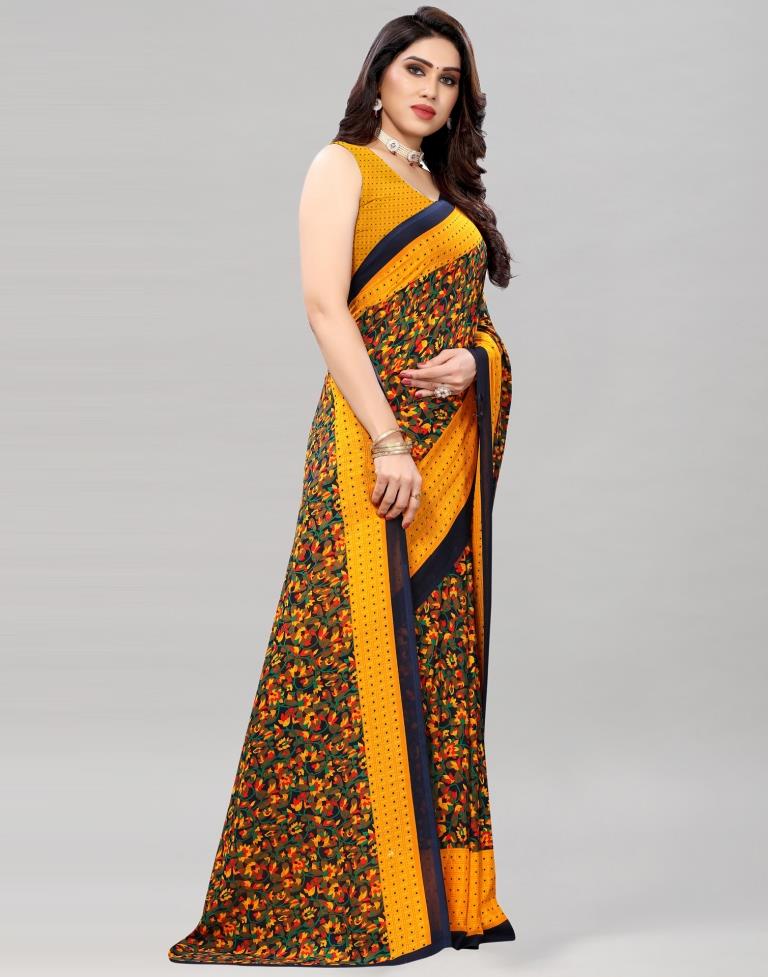 Yellow Coloured Floral Printed Georgette Saree | SLV2176S686