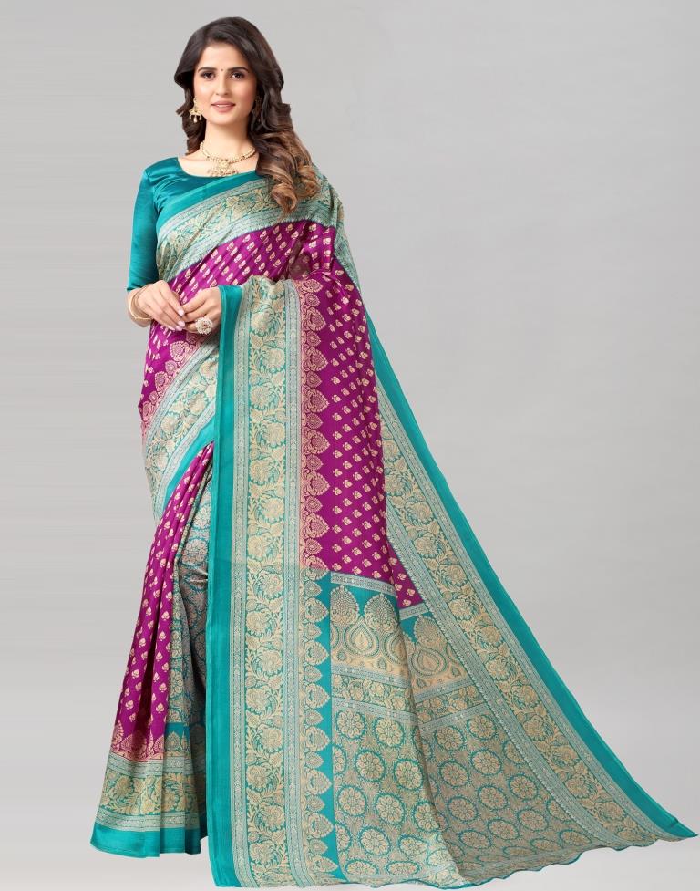 Rama Green Coloured Poly Silk Printed Saree | SLV2225S725