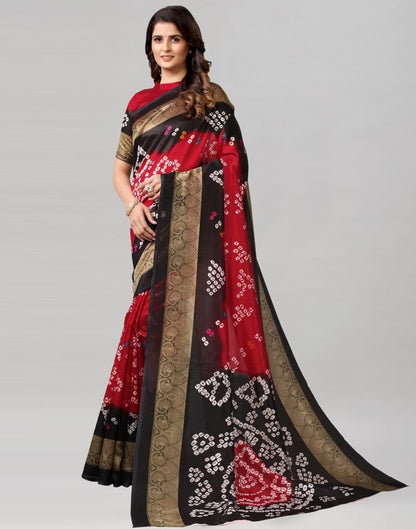 Maroon Coloured Poly Silk Bandhani Printed Saree | SLV2228S124
