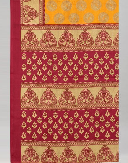Turmeric Yellow Coloured Poly Silk Printed Saree | SLV2228S125