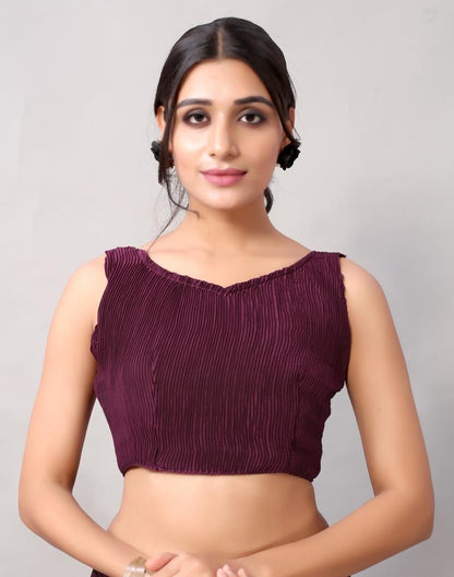 Wine Dyed Georgette Pleated Saree | SLV2236S122