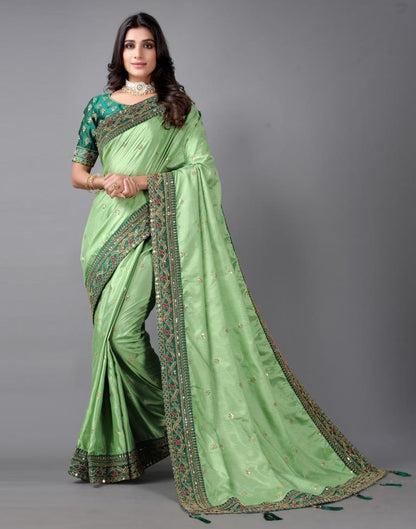Pista Green Silk Saree | 2244S182