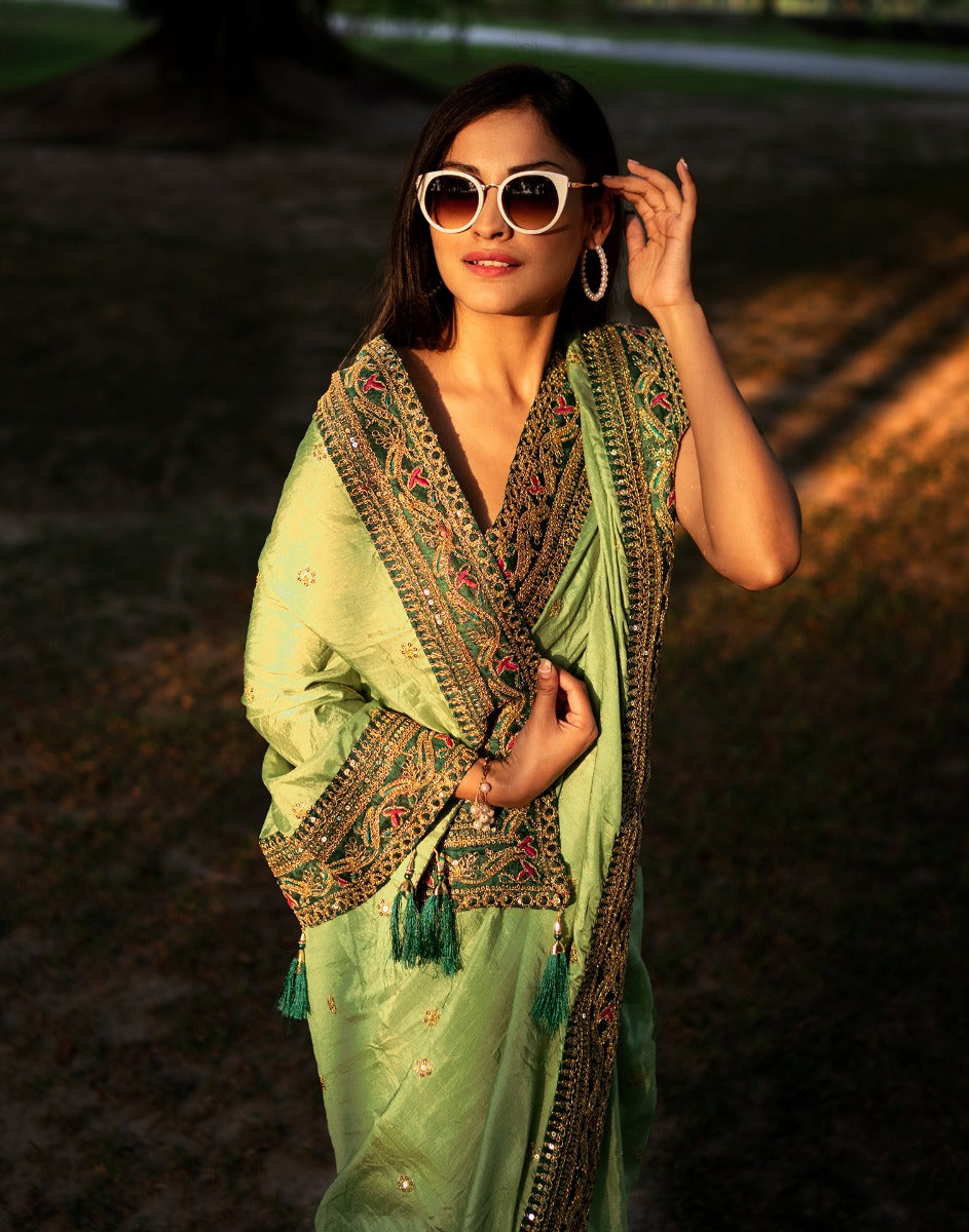 Pista Green Silk Saree | 2244S182