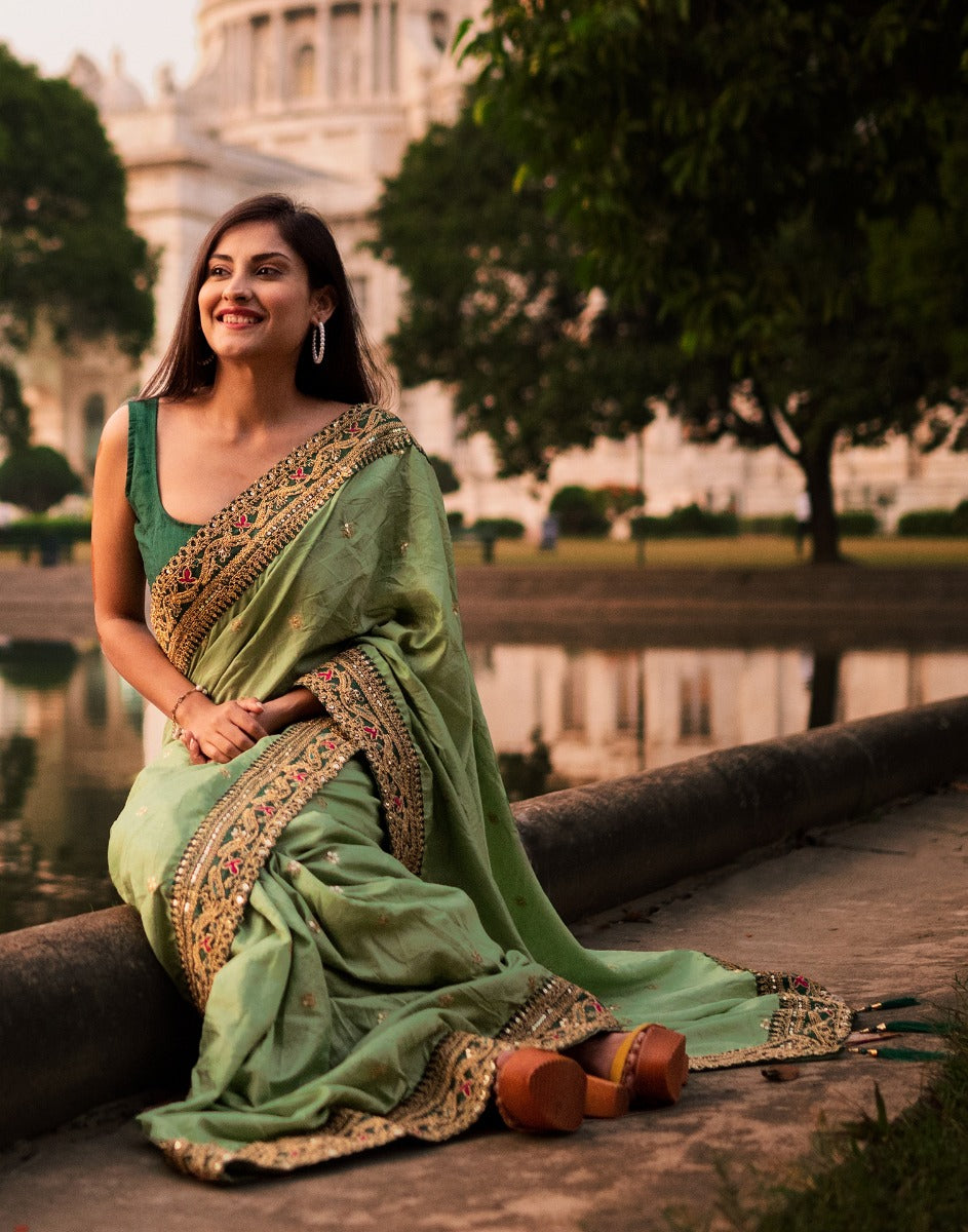 Pista Green Silk Saree | 2244S182