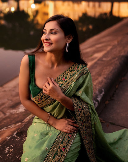 Pista Green Silk Saree | 2244S182