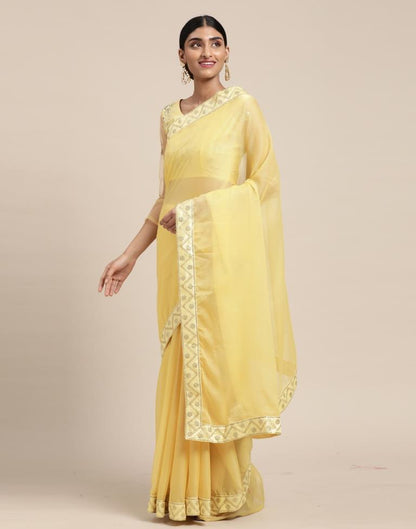 Light Yellow Chiffon Saree