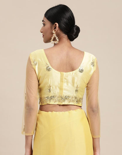 Light Yellow Chiffon Saree