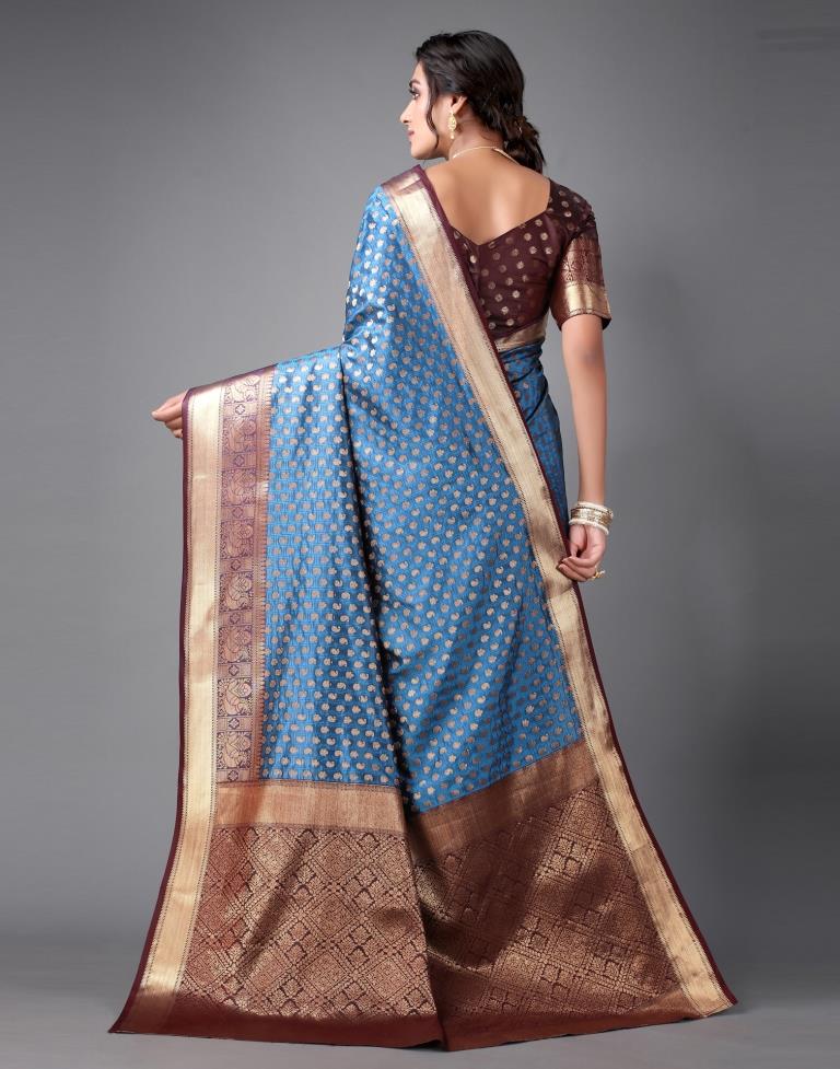Dark Blue Banarasi Silk Saree