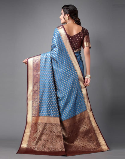 Dark Blue Banarasi Silk Saree