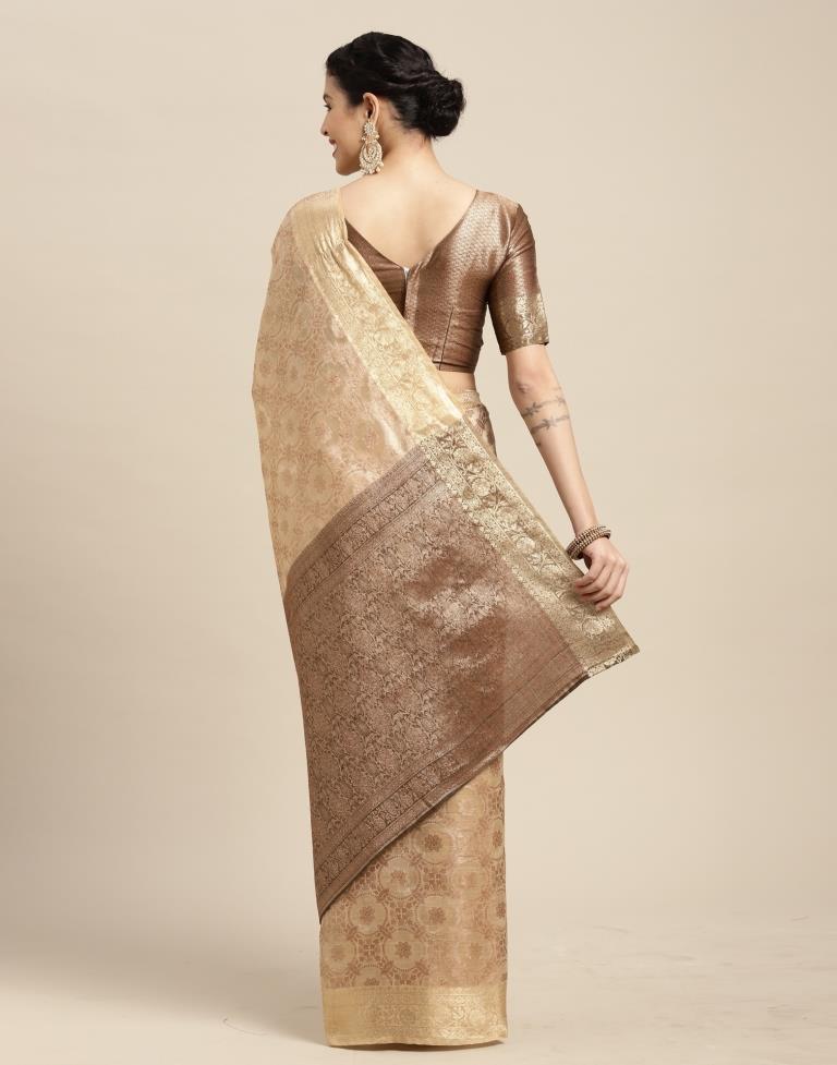 Beige Cotton Silk Saree