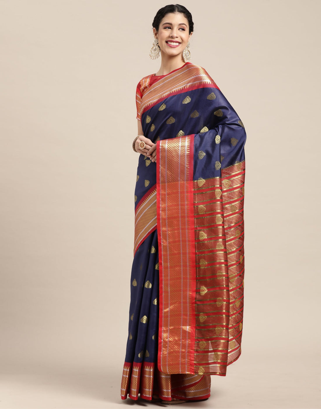 Navy Blue Silk Saree