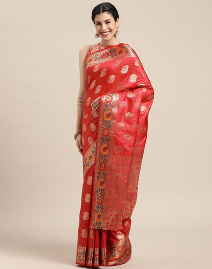 Dark Pink Banarasi Silk Saree