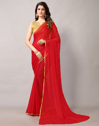 Red Chiffon Saree