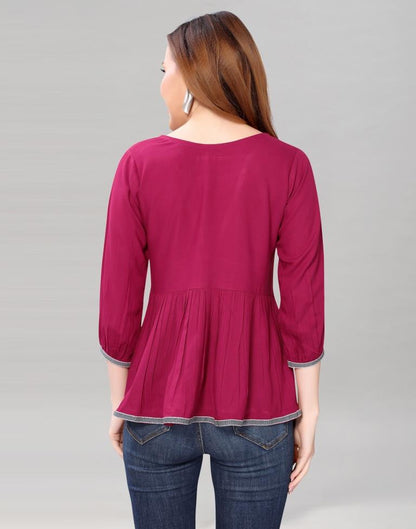 Cherry Pink Colored Rayon Solid Top | SLV227TK4022
