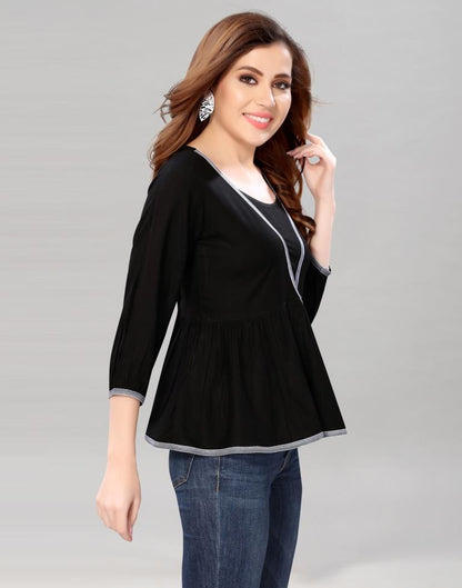 Black Colored Rayon Solid Top | SLV227TK4024