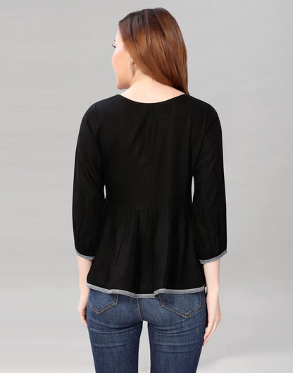 Black Colored Rayon Solid Top | SLV227TK4024