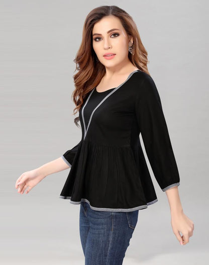 Black Colored Rayon Solid Top | SLV227TK4024