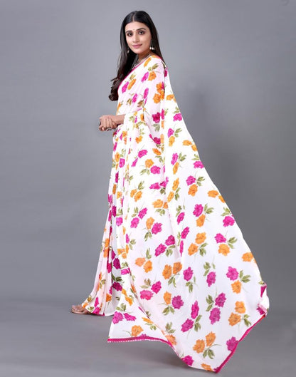 White Printed Saree | 2298S772