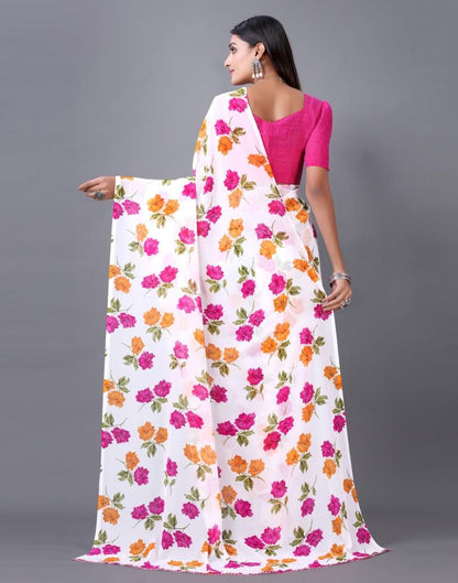 White Printed Saree | 2298S772