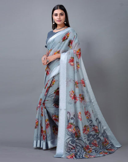 Grey Cotton Saree | 2298S773