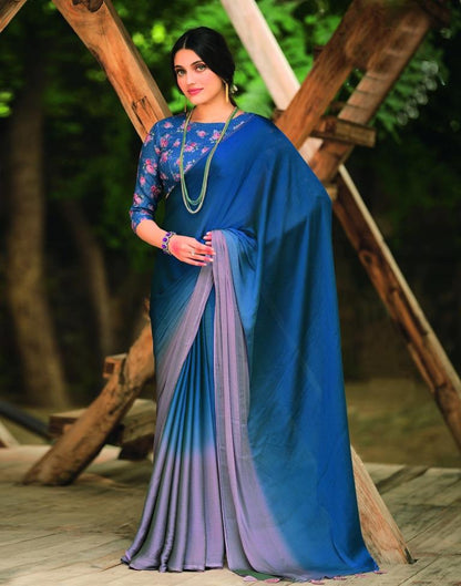 Navy Blue Chiffon Saree | 2301S119