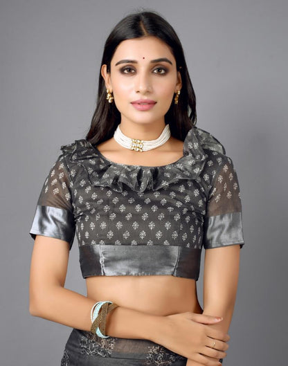 Steel Grey Cotton Saree | 2304S106