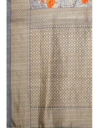 Steel Grey Printed Saree | 2306S116
