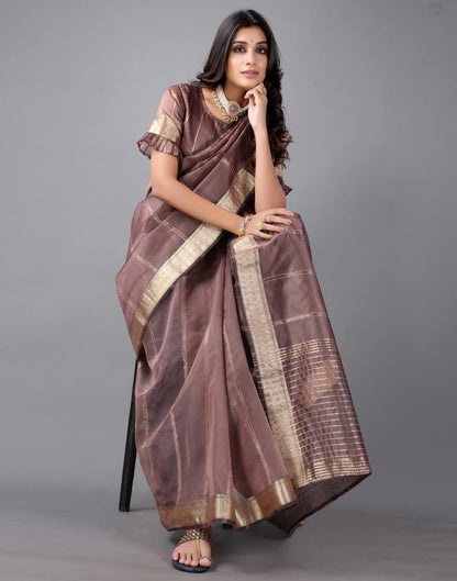 Rosewood Woven Organza Saree | 2309S132