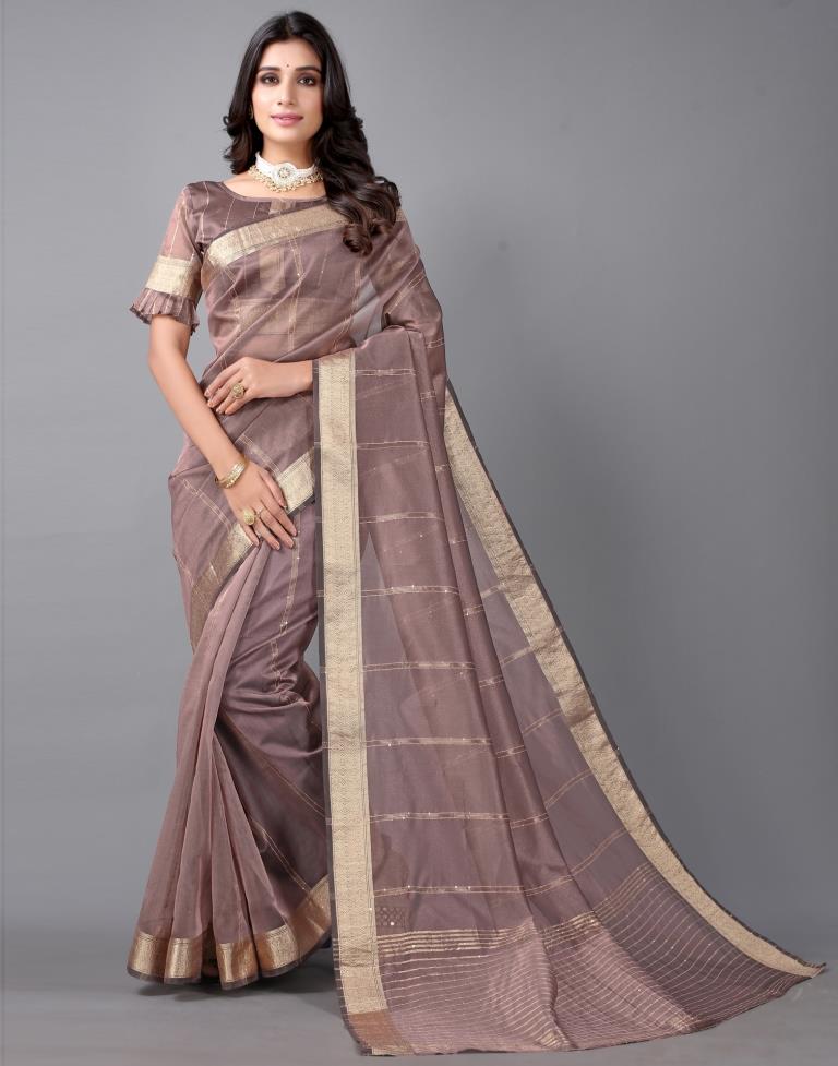Rosewood Woven Organza Saree | 2309S132