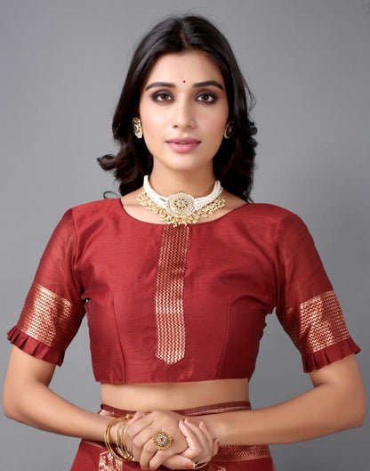 Maroon Banarasi Cotton Saree | 2309S136